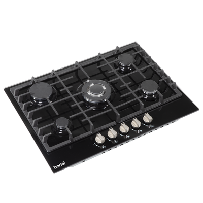 Baridi DH228 Gas Hob with 5 Cooking Zones 70cm - Black