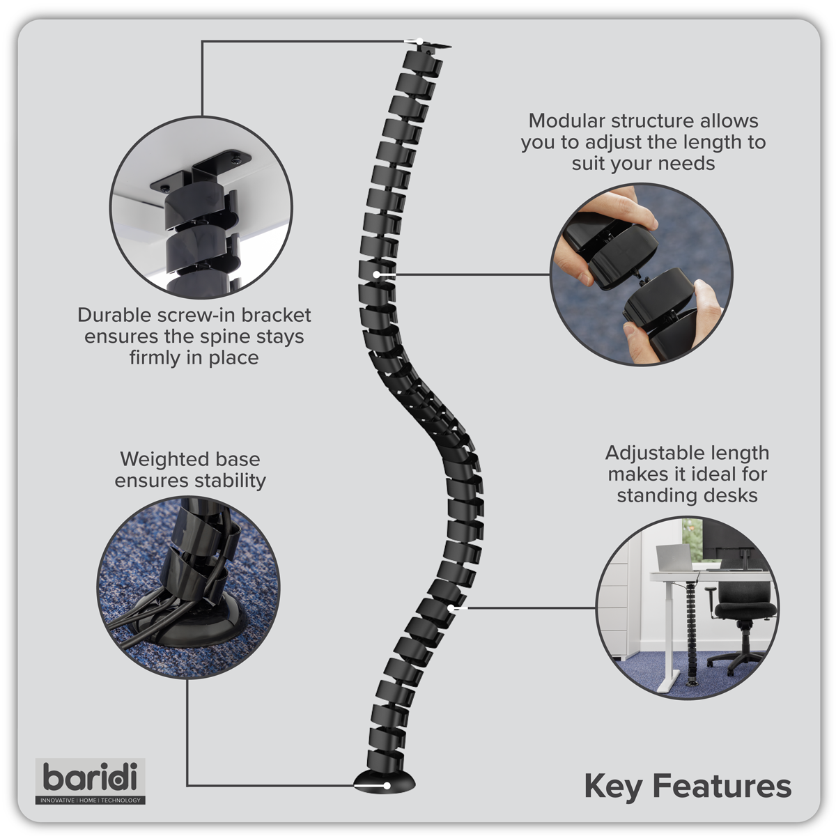 Dellonda DH23 Flexible Cable Management System 1.3m - additional view 9