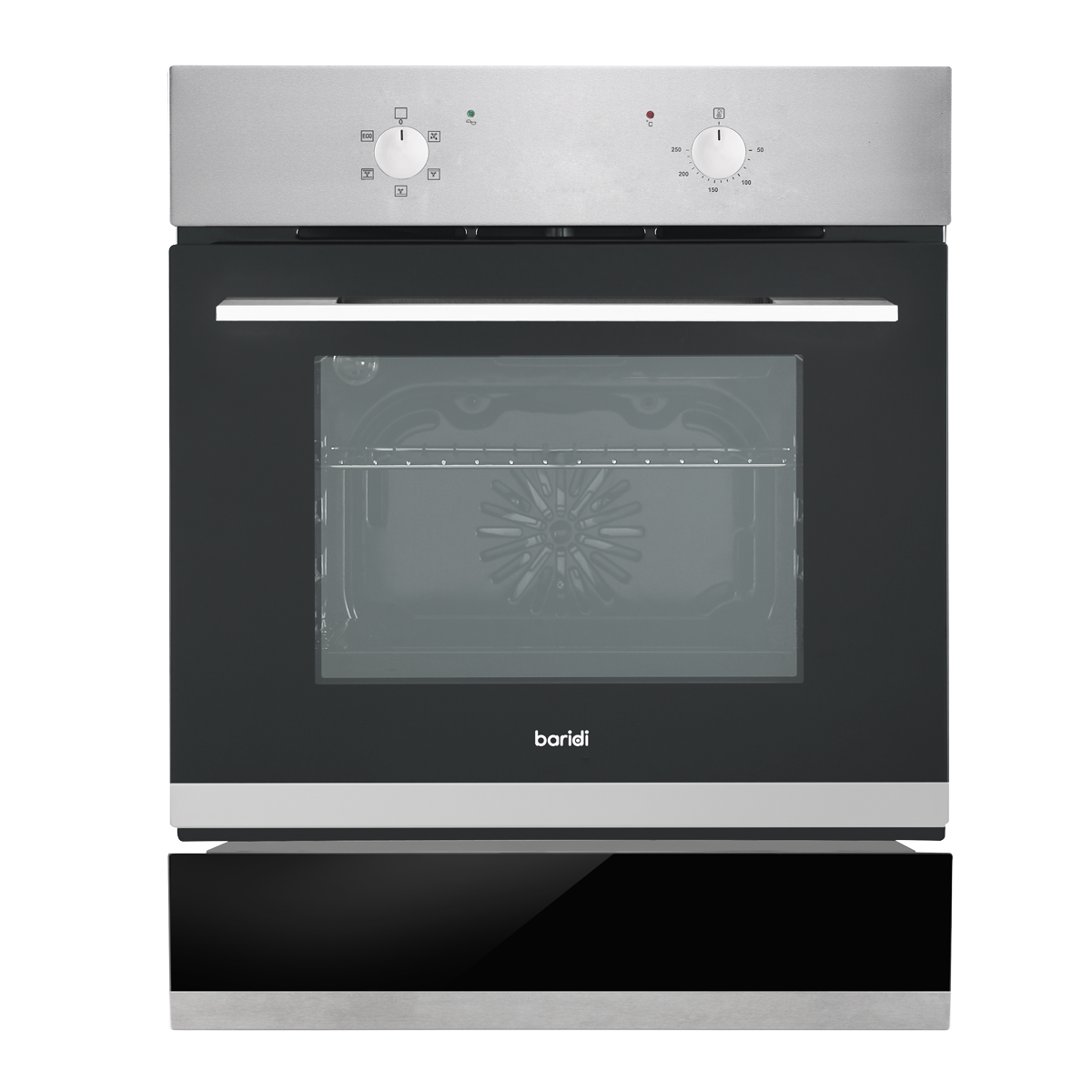 Baridi DH233 Integrated Fan-Assisted Electric Oven 60cm 55L Capacity with Warming Drawer - Black/Stainless Steel