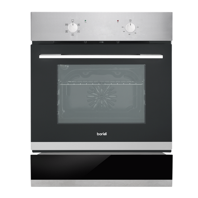 Baridi DH233 Integrated Fan-Assisted Electric Oven 60cm 55L Capacity with Warming Drawer - Black/Stainless Steel