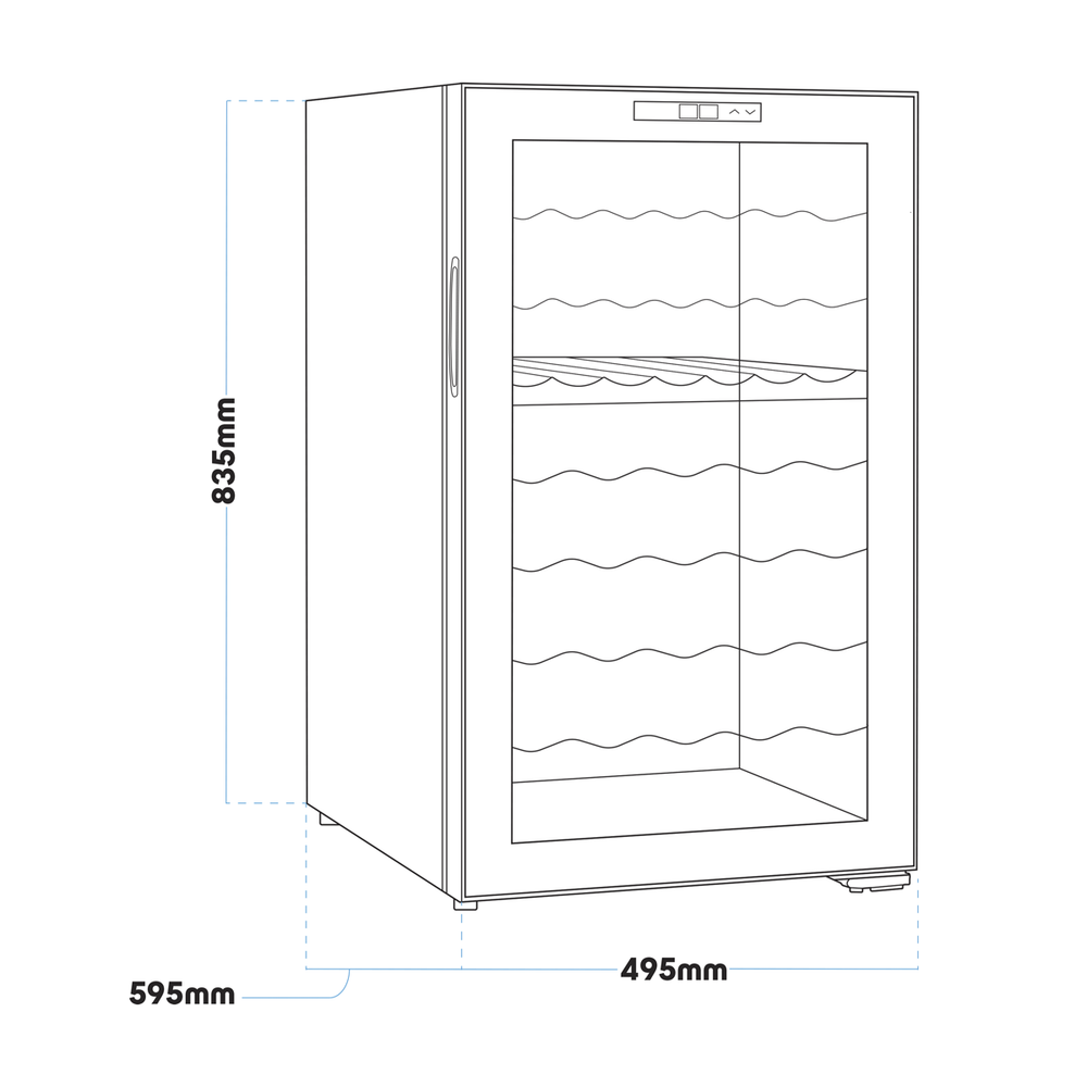 Baridi DH236 52 Bottle Dual Zone Wine Fridge with Digital Touch Screen Controls, Wire Shelves & LED Light - additional view 4