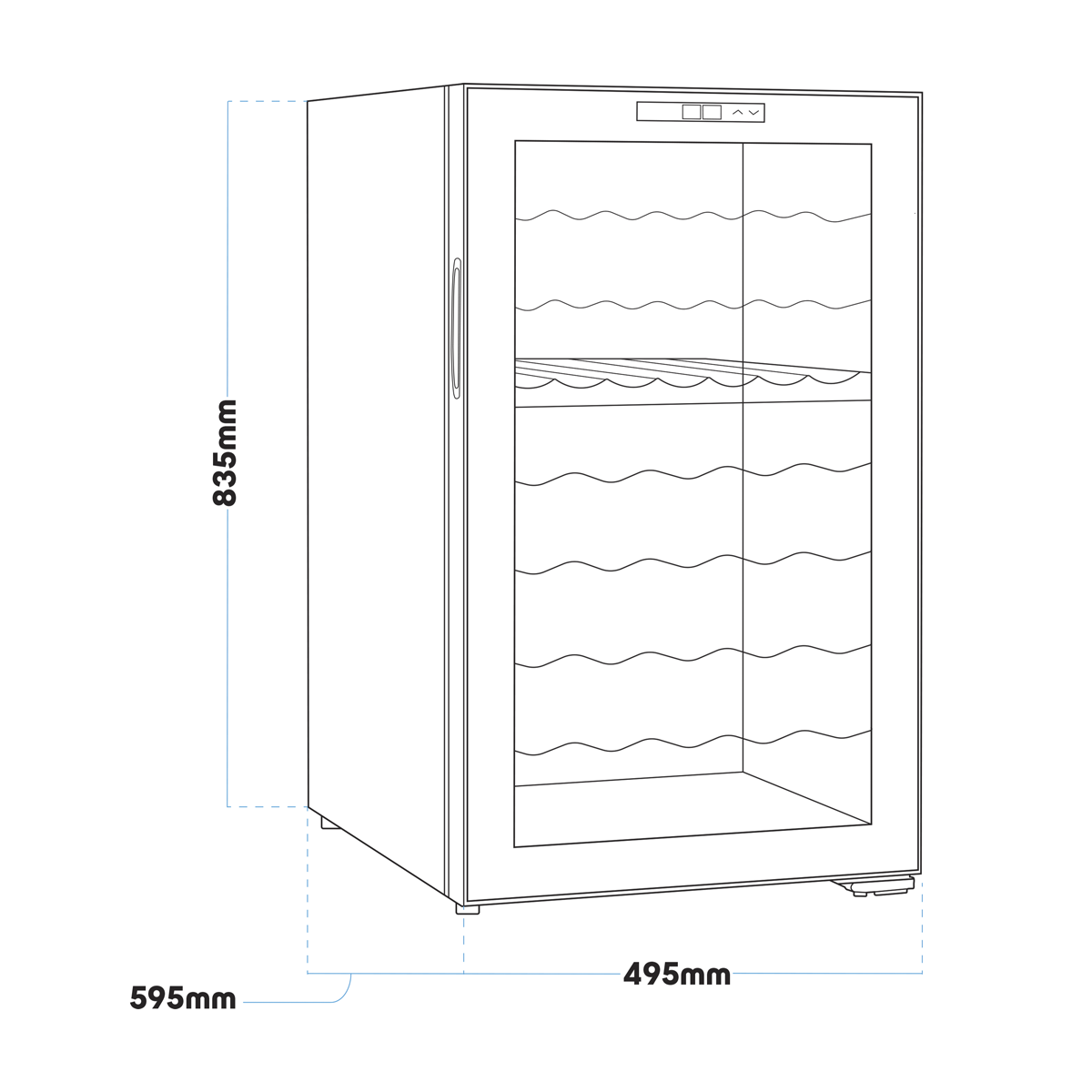 Baridi DH236 52 Bottle Dual Zone Wine Fridge with Digital Touch Screen Controls, Wire Shelves & LED Light - additional view 4