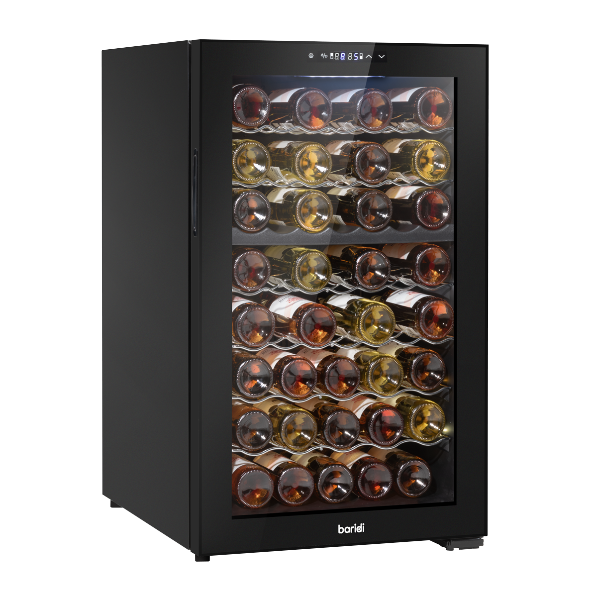 Baridi DH236 52 Bottle Dual Zone Wine Fridge with Digital Touch Screen Controls, Wire Shelves & LED Light - Black