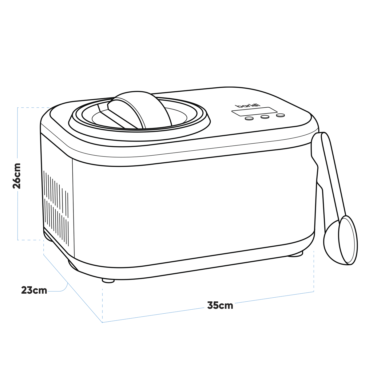 Baridi DH238 Automatic Churning Ice Cream Machine 1L Capacity - Black - additional view 4
