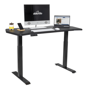 Dellonda DH241 Carbon Fibre Effect Electric Height Adjustable Standing Desk, 1400 x 700mm Dual Motor - additional view 4