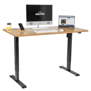 Dellonda DH242 Single Motor Ultra-Quiet Adjustable-Height Electric Sit/Stand Desk - Oak Desktop - additional view 4