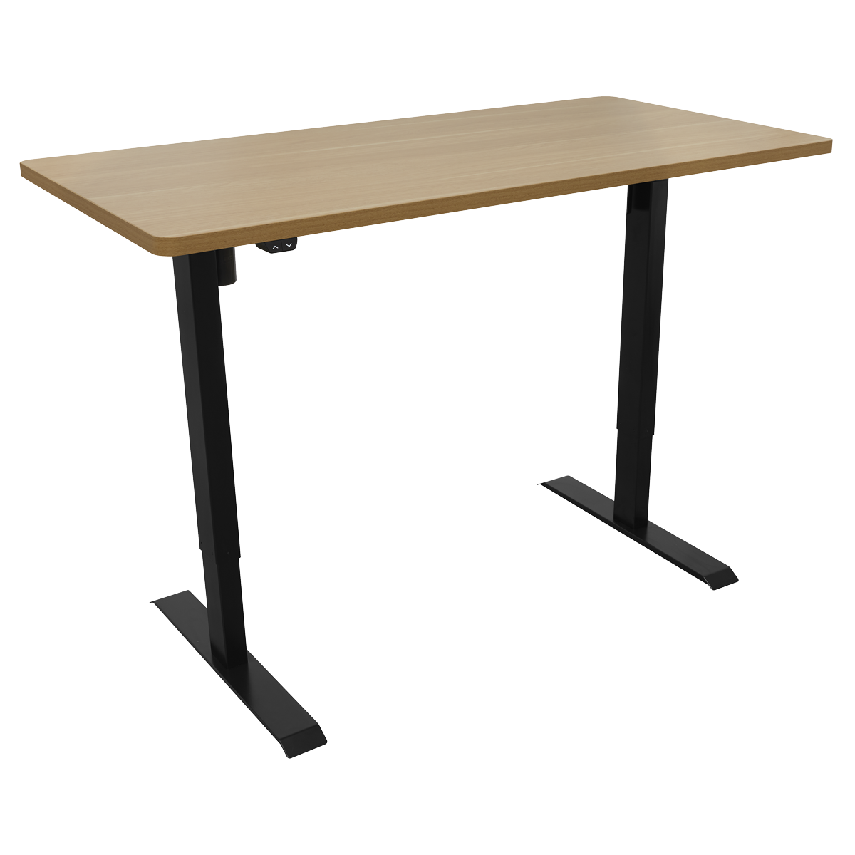 Dellonda DH242 Single Motor Ultra-Quiet Adjustable-Height Electric Sit/Stand Desk - Oak Desktop - additional view 2