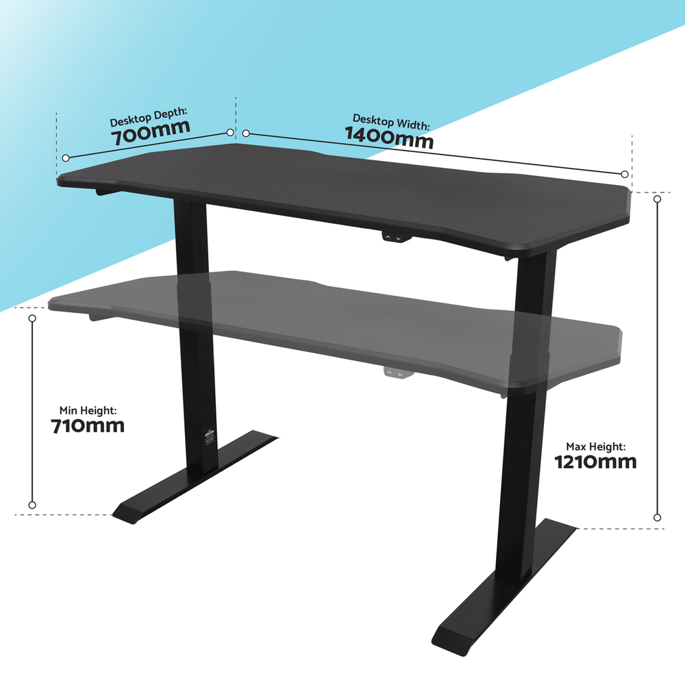 Dellonda DH243 Single Motor Ultra-Quiet Adjustable-Height Electric Sit/Stand Desk - Carbon Fibre Effect - additional view 5