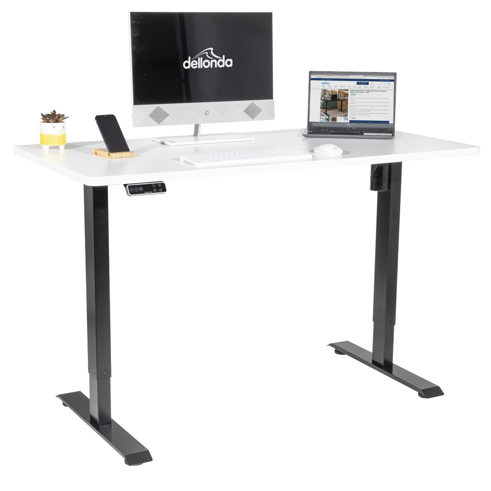 Dellonda DH244 White Electric Height Adjustable Standing Desk with Memory, Quiet, 1400x700mm - additional view 2