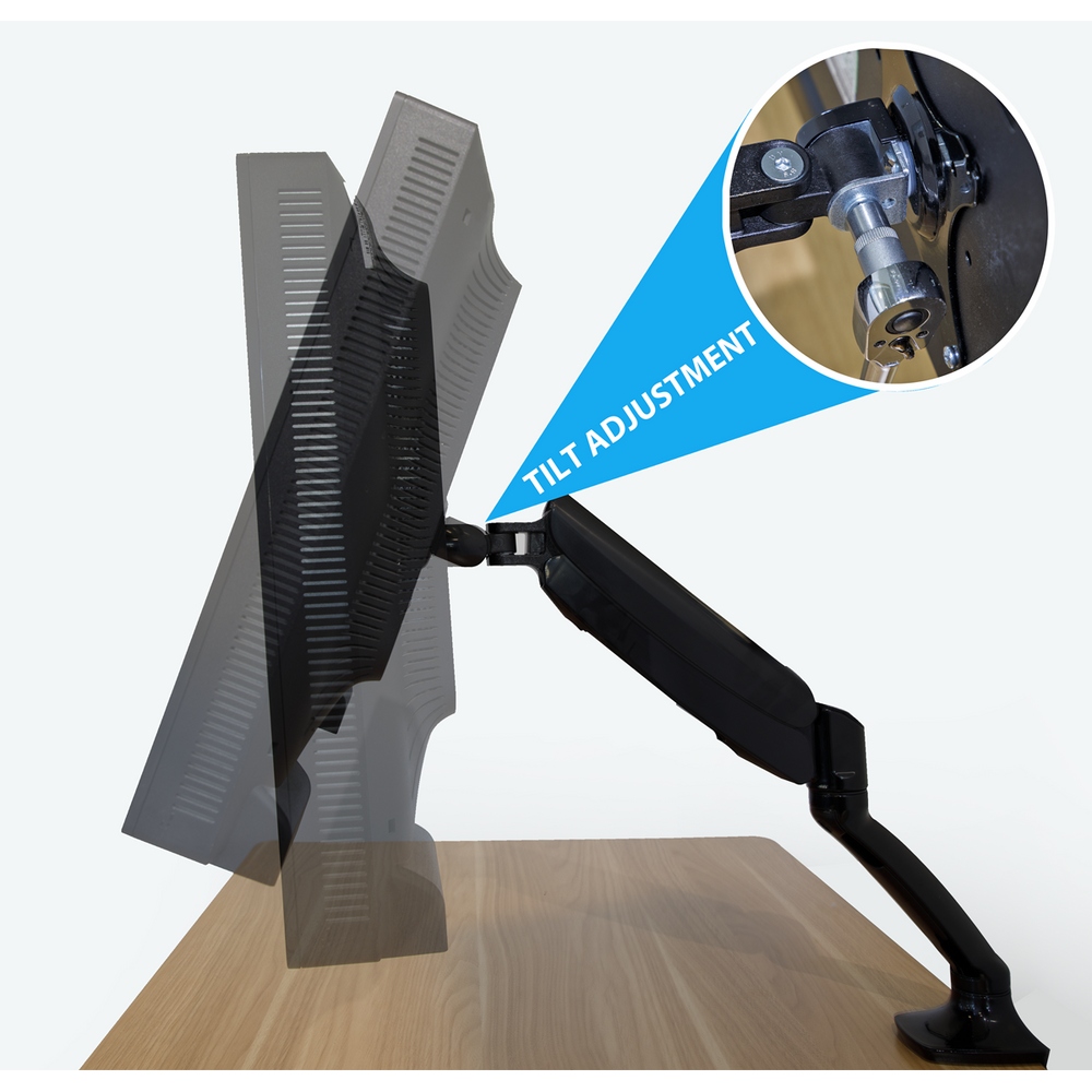 Dellonda DH24 Adjustable Single Monitor Arm with 360° Rotation - Black - additional view 9