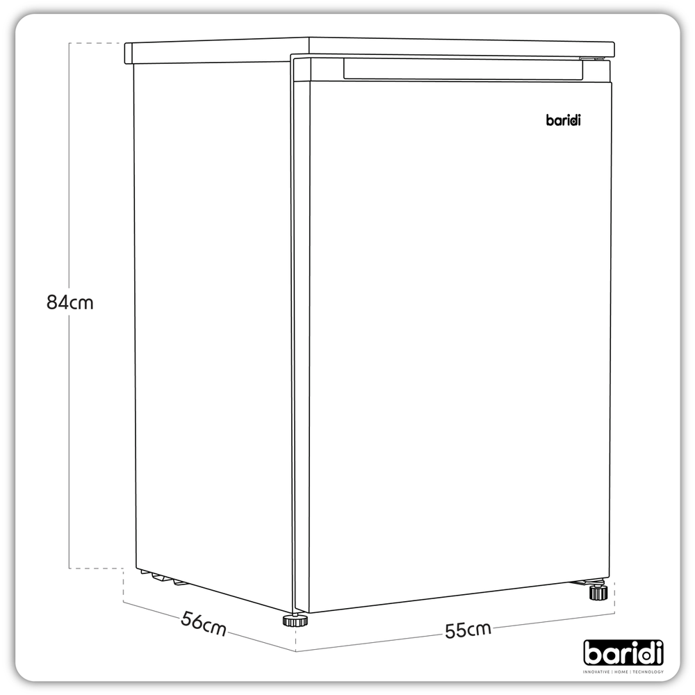 Baridi DH250 55cm Undercounter Freezer with Adjustable Thermostat 85L - White - additional view 11