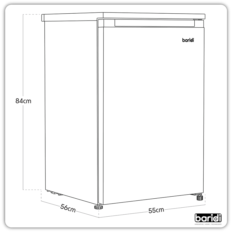 Baridi DH250 55cm Undercounter Freezer with Adjustable Thermostat 85L - White - additional view 11