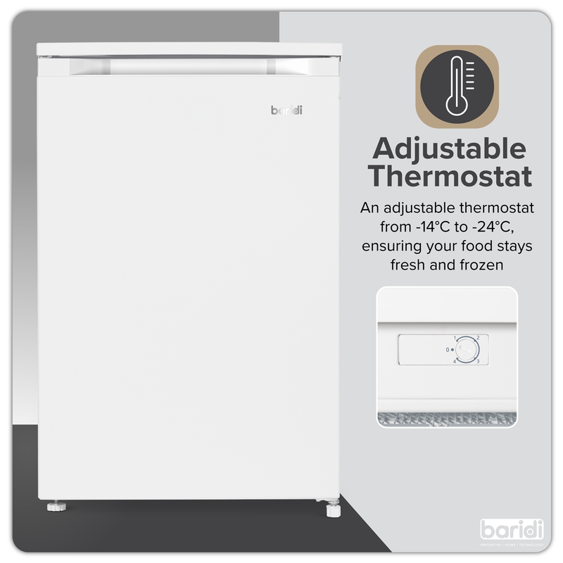 Baridi DH250 55cm Undercounter Freezer with Adjustable Thermostat 85L - White - additional view 6