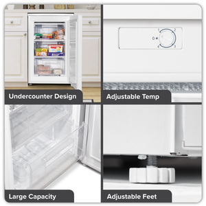 Baridi DH250 55cm Undercounter Freezer with Adjustable Thermostat 85L - White - additional view 8