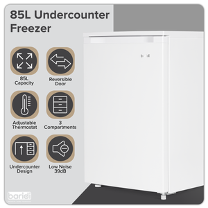Baridi DH250 55cm Undercounter Freezer with Adjustable Thermostat 85L - White - additional view 9