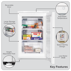 Baridi DH250 55cm Undercounter Freezer with Adjustable Thermostat 85L - White - additional view 4