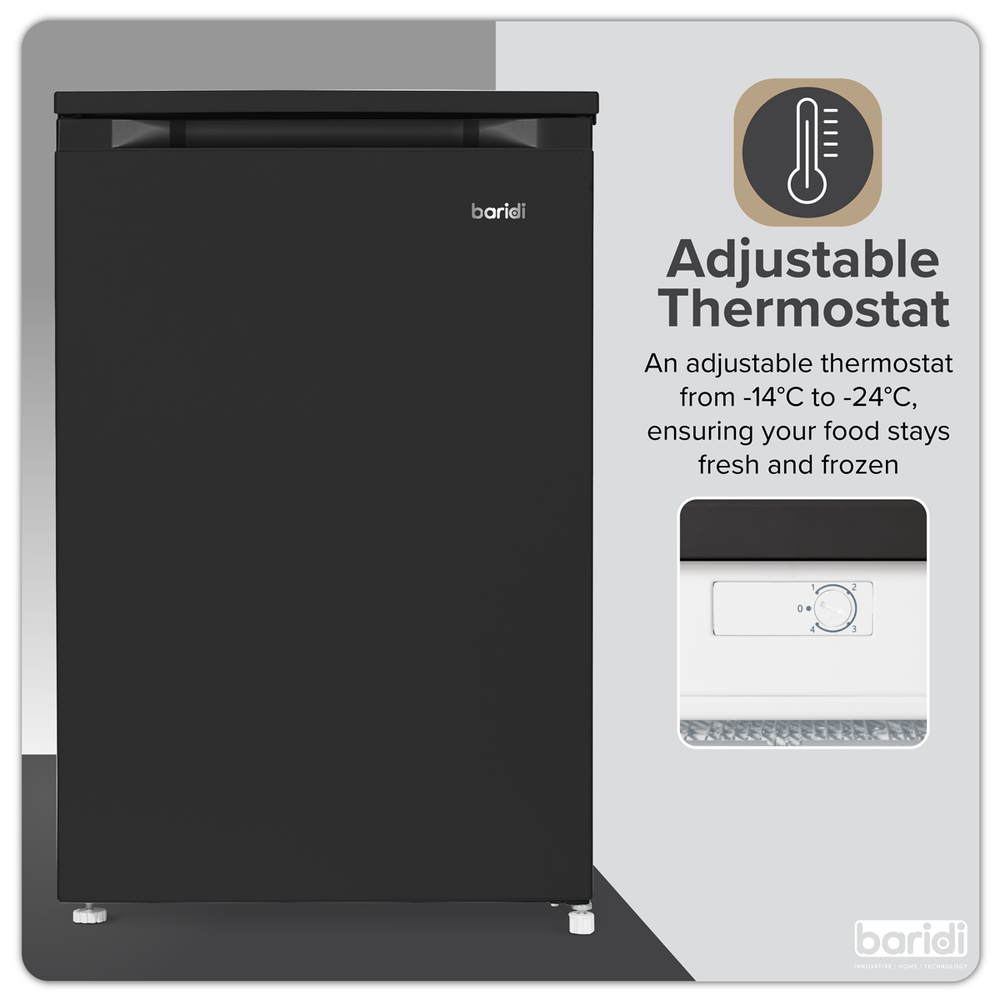 Baridi DH251 55cm Undercounter Freezer with Adjustable Thermostat, 85L - Black - additional view 2