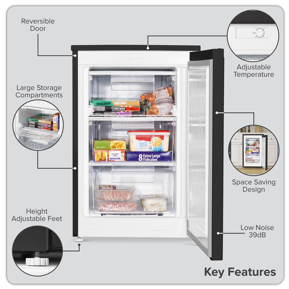 Baridi DH251 55cm Undercounter Freezer with Adjustable Thermostat, 85L - Black - additional view 12
