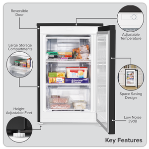 Baridi DH251 55cm Undercounter Freezer with Adjustable Thermostat, 85L - Black - additional view 12