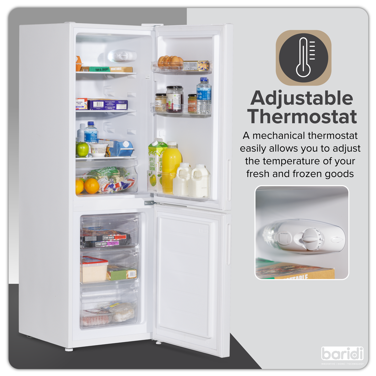 Baridi DH252 60/40 Low Frost Fridge Freezer 157L Capacity - White - additional view 16