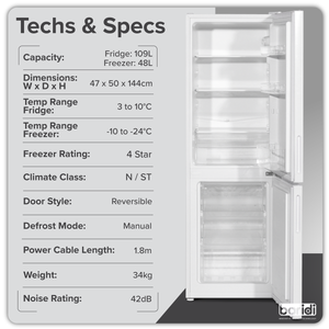Baridi DH252 60/40 Low Frost Fridge Freezer 157L Capacity - White - additional view 19