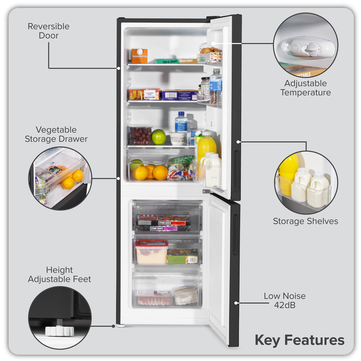 Baridi DH253 47cm 60/40 Fridge Freezer, 157L Capacity Low Frost - additional view 10