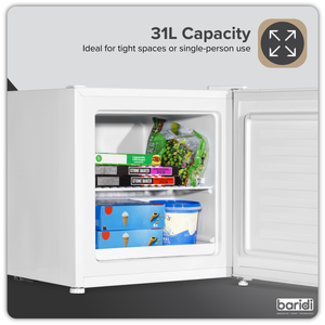 Baridi DH254 Mini Tabletop Fridge/Freezer, 31L Capacity - White - additional view 3