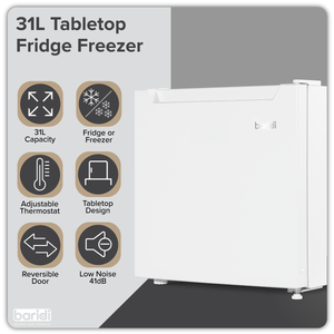Baridi DH254 Mini Tabletop Fridge/Freezer, 31L Capacity - White - additional view 8
