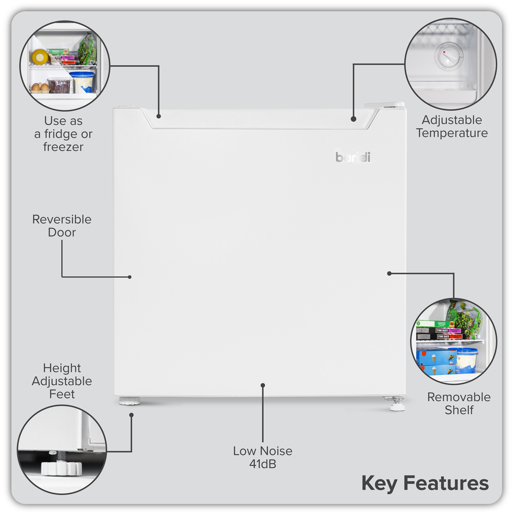 Baridi DH254 Mini Tabletop Fridge/Freezer, 31L Capacity - White - additional view 10