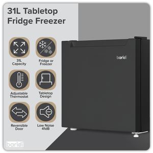Baridi DH255 Mini Tabletop Fridge/Freezer, 31L Capacity - Black - additional view 10