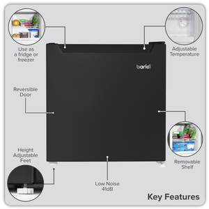 Baridi DH255 Mini Tabletop Fridge/Freezer, 31L Capacity - Black - additional view 12