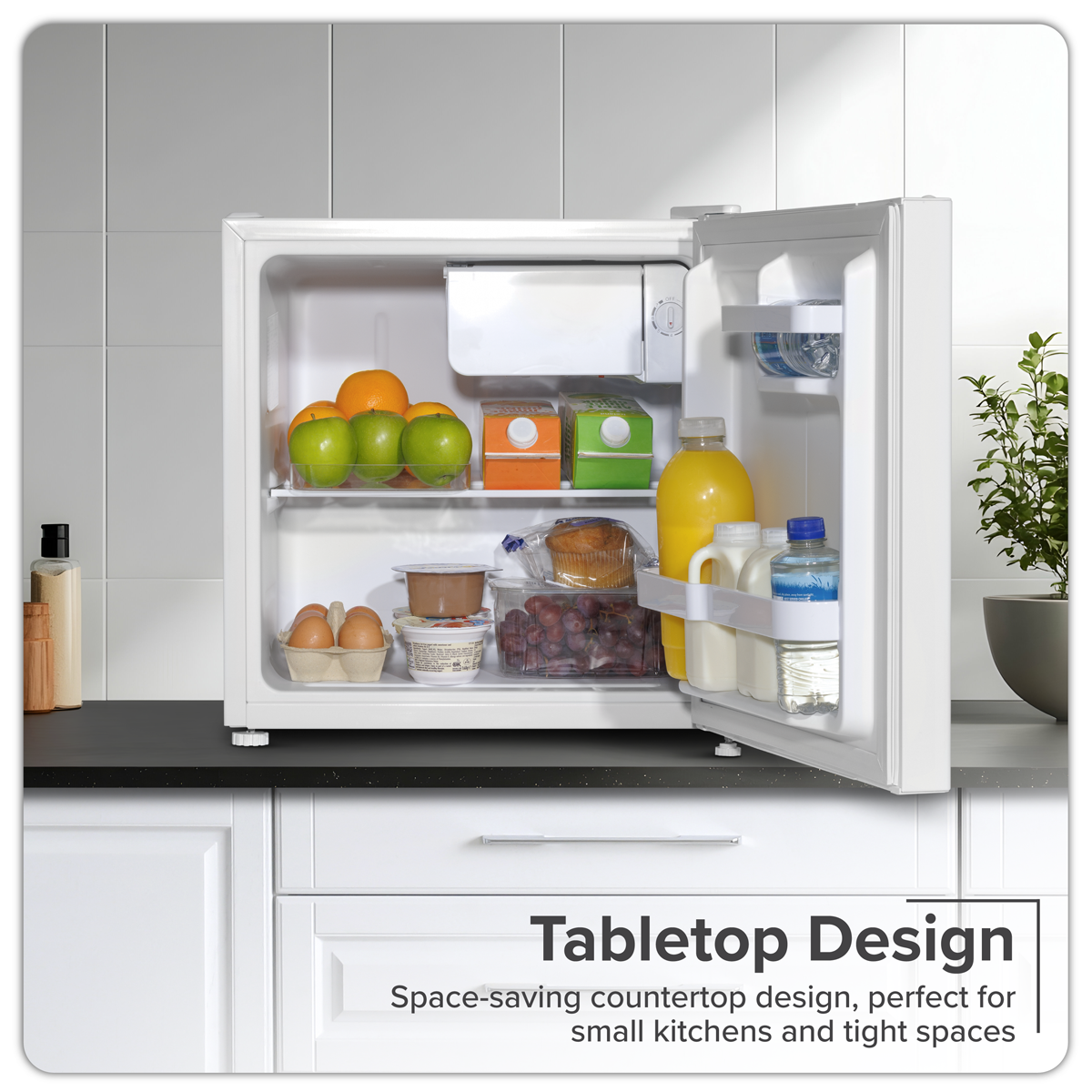 Baridi DH256 Tabletop Fridge with Ice Box, 46L Capacity, Adjustable Thermostat - White - additional view 18