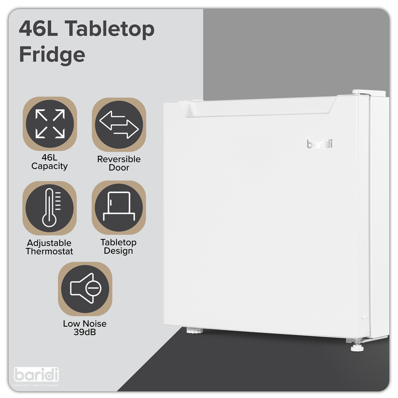 Baridi DH256 Tabletop Fridge with Ice Box, 46L Capacity, Adjustable Thermostat - White - additional view 20