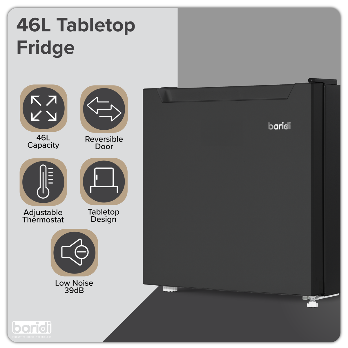 Baridi DH257 Tabletop Fridge with Ice Box, 46L Capacity - additional view 3