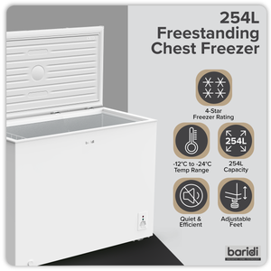Baridi DH258 Freestanding Chest Freezer 254L Capacity - White - additional view 10