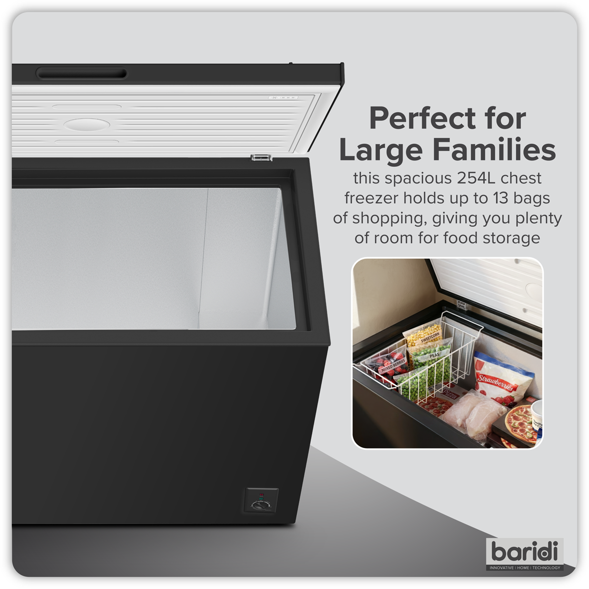 Baridi DH259 Freestanding Chest Freezer 254L Capacity - Black - additional view 12