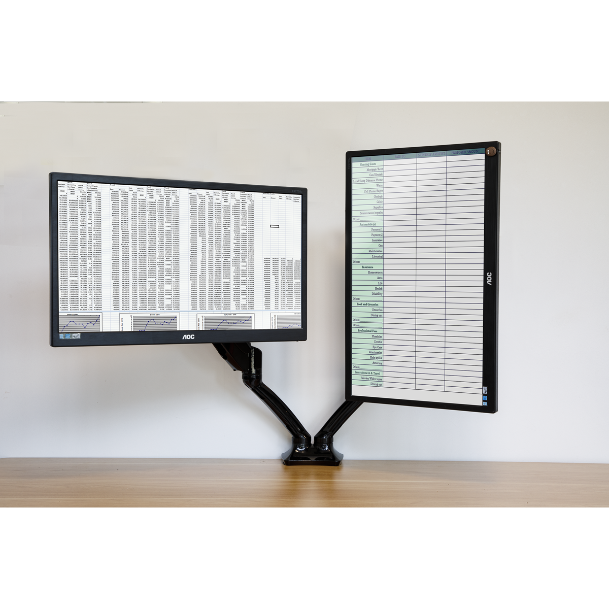 Dellonda DH25 Adjustable Double Monitor Arm with 360° Rotation - Black - additional view 9