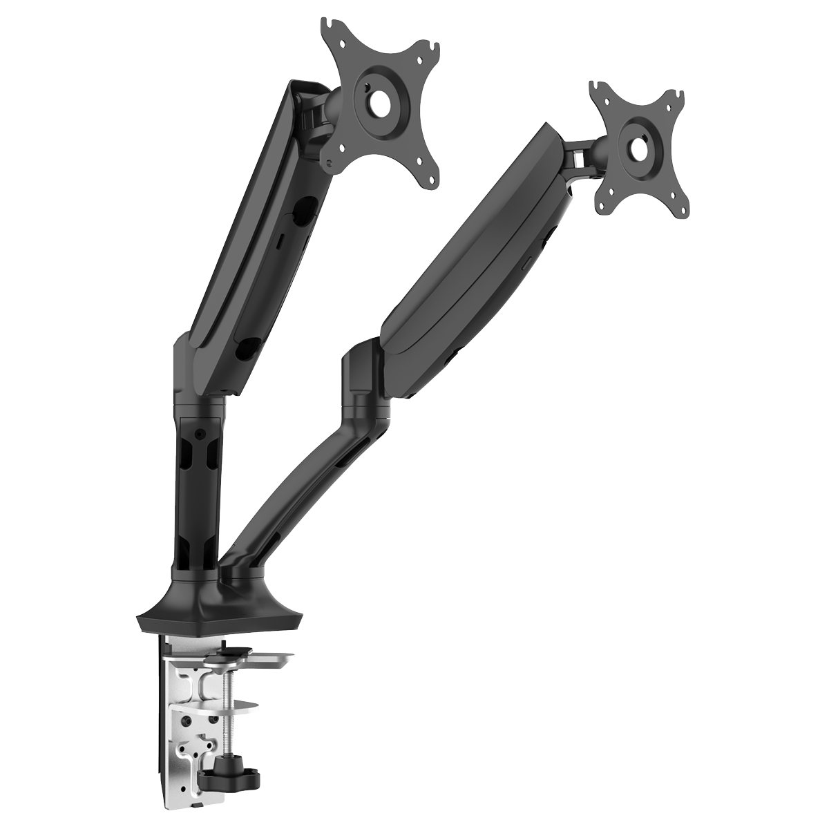 Dellonda DH25 Adjustable Double Monitor Arm with 360° Rotation - Black