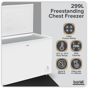 Baridi DH260 Freestanding Chest Freezer 299L Capacity - White - additional view 5