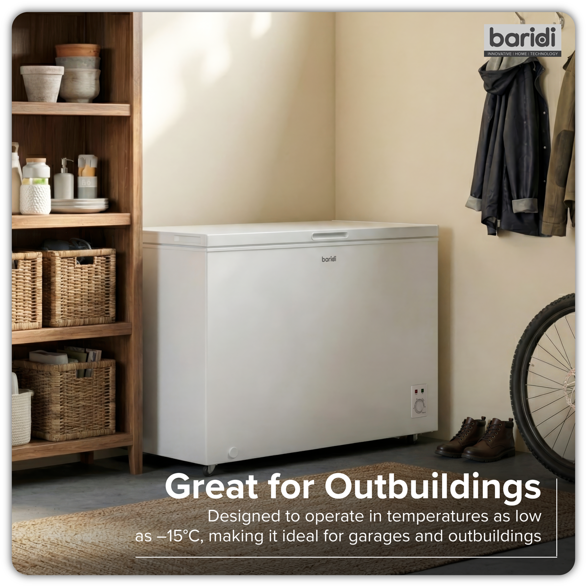 Baridi DH260 Freestanding Chest Freezer 299L Capacity - White - additional view 6