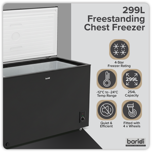 Baridi DH261 Freestanding Chest Freezer 299L Capacity - Black - additional view 6