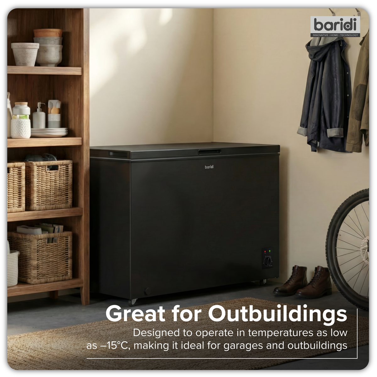 Baridi DH261 Freestanding Chest Freezer 299L Capacity - Black - additional view 4