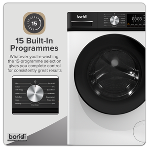 Baridi DH262 8kg Washing Machine, Front Loading, 1400rpm Energy Rating A - White - additional view 3