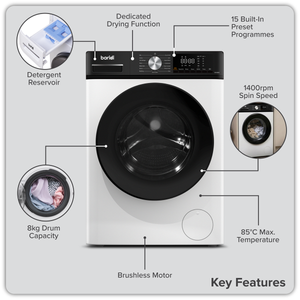 Baridi DH263 8/5kg Washer Dryer, Front Loading, 1400rpm Energy Rating A - White - additional view 17