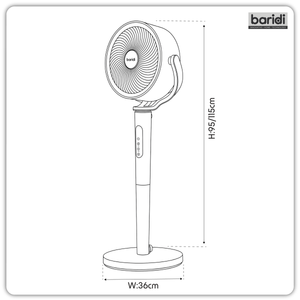 Baridi DH264 12" Pedestal Fan with Remote Control, Back Light & 12hr Timer - Grey - additional view 14