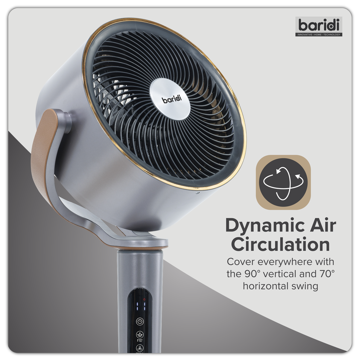 Baridi DH264 12" Pedestal Fan with Remote Control, Back Light & 12hr Timer - Grey - additional view 15