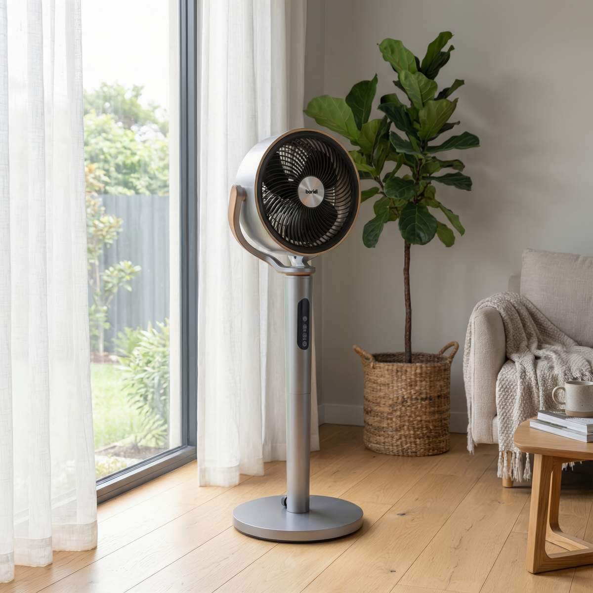 Baridi DH264 12" Pedestal Fan with Remote Control, Back Light & 12hr Timer - Grey - additional view 6