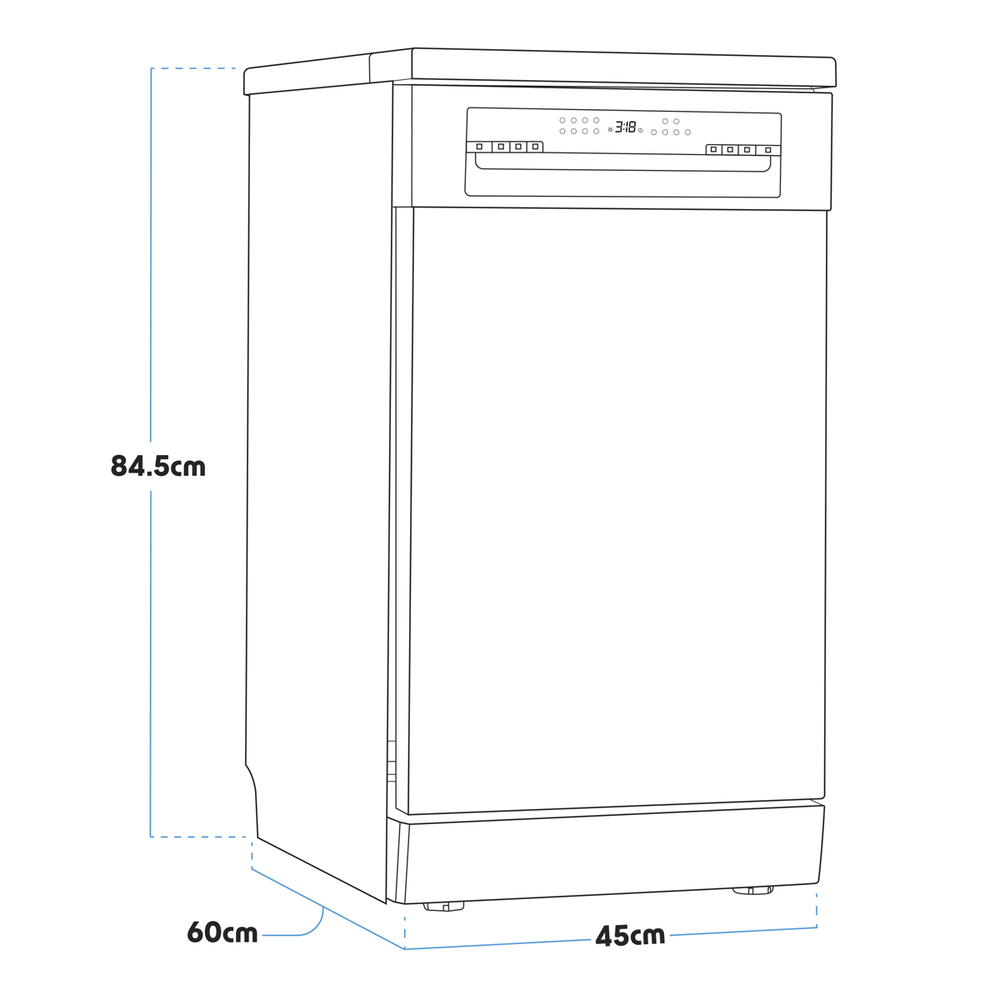 Baridi DH267 Slimline Freestanding Dishwasher 45cm Wide 10 Place Settings - Black - additional view 14