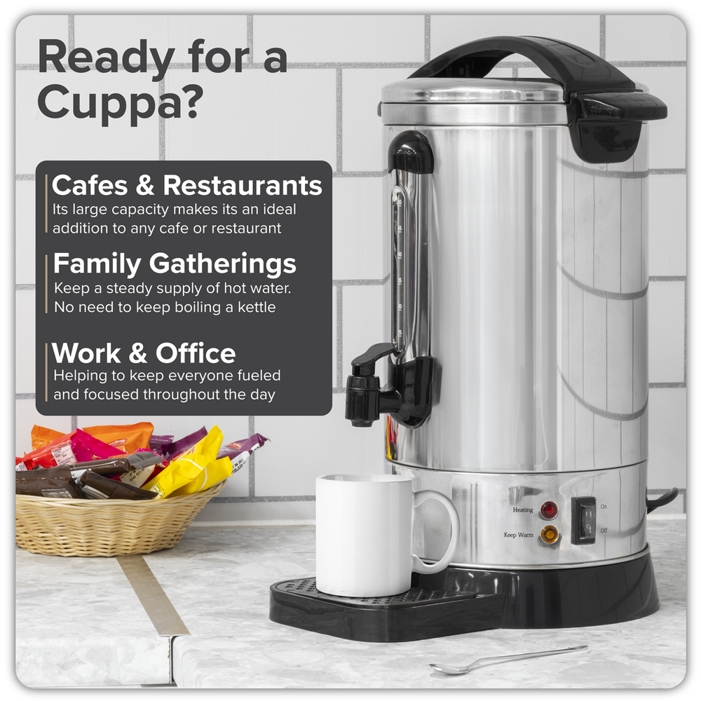 Baridi DH269 Hot Water Boiler/Tea Urn 10L Capacity, Stainless Steel - additional view 10