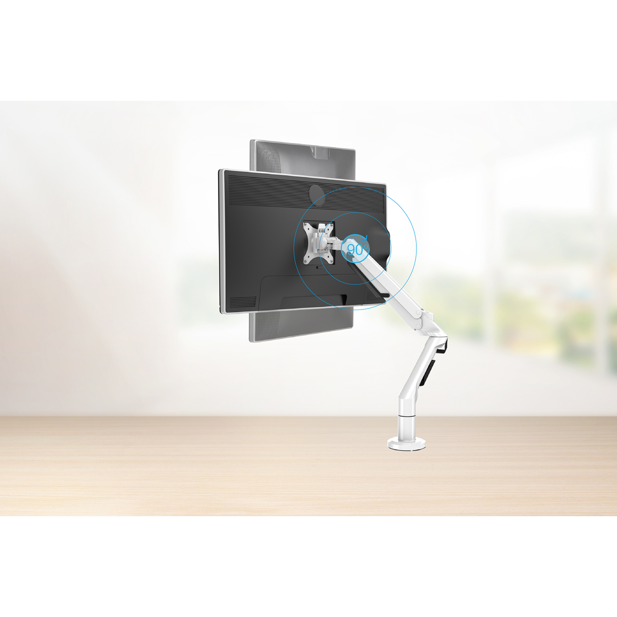 Dellonda DH26 Adjustable Single Monitor Arm with 360° Rotation - White - additional view 4